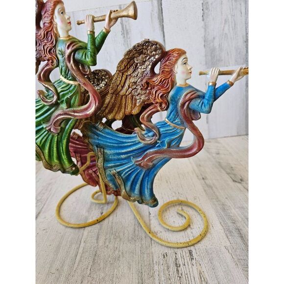 Vintage angel candelabra candle holder cherubs singing Victorian - Picture 7 of 11